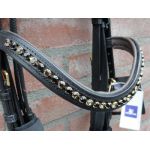 DHH Hoofdstel stang en trens DuoTone zwart/choco met Swarovski maat full